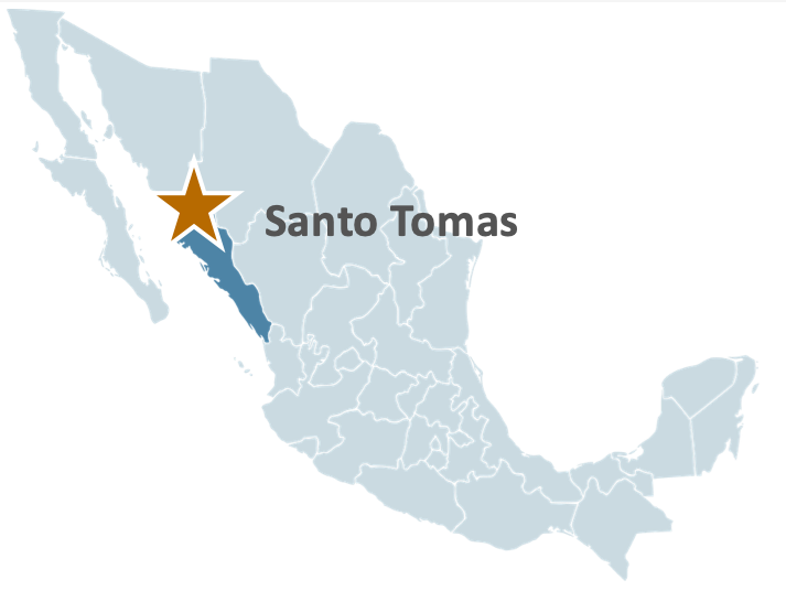 Map with star on Santo Tomas